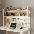 Desk Shelf Organizer for Top of Desk – Desktop Bookshelf with Pegboard & Storage Accessories, Adjustable Hutch for Dorm or Office, Steel Frame Display White frame + natural wood board 53.1*9.8*36.6in by Unknown