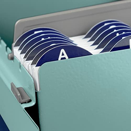 Acrimet Index Business Card Size File Holder Organizer Box Metal Base Heavy Duty (AZ Index Cards and Divider Included) (Green Color with Clear Crystal Plastic Lid Cover) - Image 6