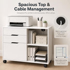Simple Deluxe 3 Drawer Rolling File Cabinet, Wood Printer Stand with Adjustable Shelf for Home Office Study Organizatiom, White - Image 5