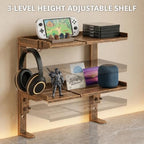 Expandable Clamp on Desk Shelf Organizer Storage with Headphone Holder - Image 4