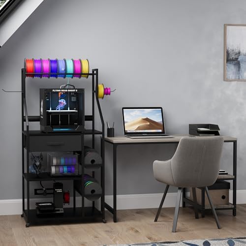 Heavy Duty 3D Printer Stand with Filament Storage & Power Outlet (Black) - Image 3
