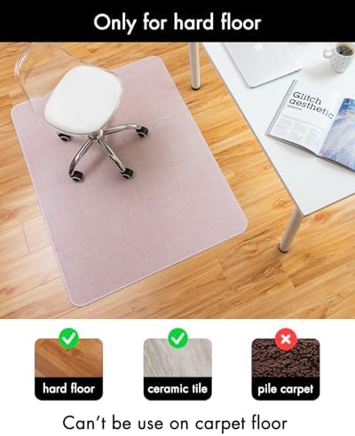 BARoyal Office Chair Mat for Hardwood Floor Under Desk Computer Rolling Chair Mat for Wood/Tile Floor Non-Slip Heavy Duty Desk Rug PVC Plastic Hard Floor Protector 45" x 53"(Blush) - Image 3