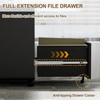 3 Drawer Slim Narrow Mobile File Cabinet with Lock and 4 Keys - Image 6