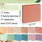 60 Pack Sticky Notes Bulk 3x3 Inch 12 Vintage Colors Memo Pads - Image 2