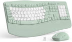 Wireless Keyboard and Mouse Combo,2.4G Ergonomic Wave Keys(Avocado Green-B) by RECCAZR