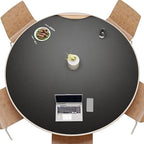 MAIDERN 54 Inch Round Cork & Leather Table Pad Protector, Cuttable Size (48-54 Inch), Trimmable Dining Table Mat, Heat Resistant/Non-Slip Table Cover for Kitchen, Office, or Restauran (Black) by Maidern