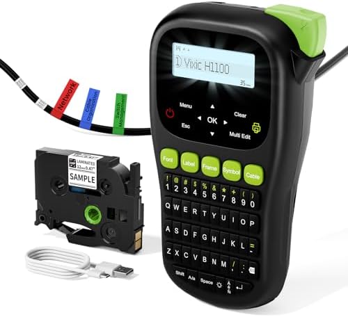 Vixic Label Maker Machine with Tape, H1100 Labeler for Cable Wire Labeling by Vixic