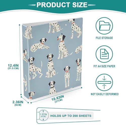 Dalmatian Dog Round Ring Binders 1.5 Inch 3 Ring Binder with Clipboard Holds 200 Sheets Office Home School - Image 5