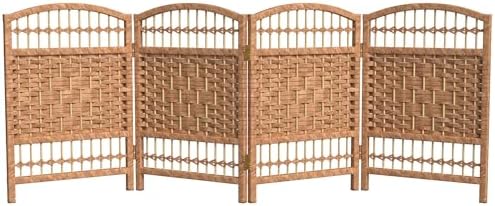 Red Lantern 2 ft. Short Fiber Weave Folding Screen - Natural - 4 Panels by RedLantern