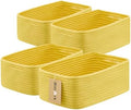 MiniArk Small Storage Baskets for Organizing | Closet Organizer Bins | Shelf Toy Basket | Woven Rope Baskets | Cube Decorative Box | Shallow Basket | 13x8.5x5.1” | 4 Packs Yellow by MiniArkStorageBasketsHome