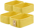 MiniArk Small Storage Baskets for Organizing | Closet Organizer Bins | Shelf Toy Basket | Woven Rope Baskets | Cube Decorative Box | Shallow Basket | 13x8.5x5.1” | 4 Packs Yellow by MiniArkStorageBasketsHome