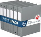 Premium Economy 3-Ring Binder, Spine Label, 1.5" Round Rings, Gray, 6 Pack by DAVISGROUP