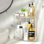 NPPLUS 2 Tier Acrylic Bathroom Counter Organizer, Clear Bathroom Countertop Corner Organizer, 2-Tier Corner Storage Shelf Vanity Trays, Home Storage Holder for Makeup Cosmetics Perfume Organizer - Image 2