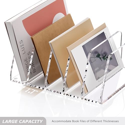 SANRUI Clear Acrylic Mail Sorter Desk Bill Organizer Holder, 5 Compartments - Image 7