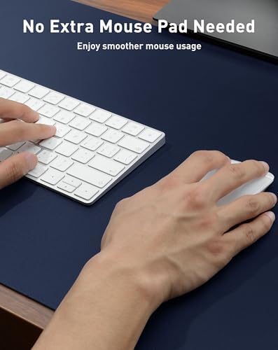 Aothia Faux Leather Desk Mat - Large Mouse Pad, Non-Slip PU Leather Blotter, Waterproof Writing Surface for Office and Home (Dark Blue, 63" x 24") - Image 4