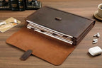 Genuine Leather File Folder, Accordian File Organizer, Leather Document Holder Resume Folio for Men & Women-Dark Brown-Custom - Image 4