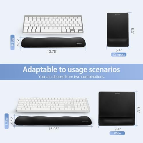 univo colors Wide Size Mouse Pad with Wrist Rest & L-Size Keyboard Wrist Rest Set,Premium PU Material,Low-Rebound Cushion,Ergonomic Design,Smooth Mouse Control with Hard Plate,Reduces Fatigue,Gray - Image 6