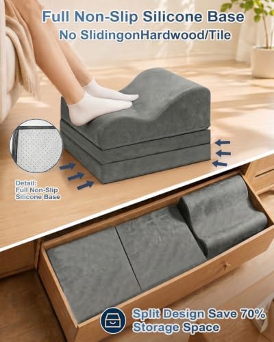 LOCKCURX Under Desk Foot Rest, 3-Level Adjustable Foot Stool (Gray) - Image 6