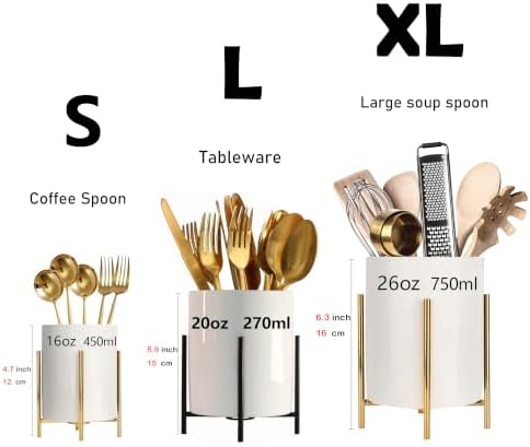2pcs Cutlery Holder White Ceramic With Black Matte Bracket Robust Silverware Caddy For Store Forks, Knives, Spoons, Napkins, Medium - Image 6