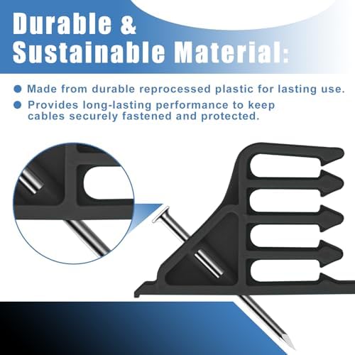 Cable Stackers 200 Pack, Multi-Cable Electrical Wire Clips with Steel Nails - Image 2