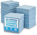 Microfiber Wholesale 16" x 16" All Purpose Towels - 50 Pack - Reusable Wash Cloths, Dust, Kitchen, Car, Shop Rags for Cleaning (Blue) by MicrofiberWholesale