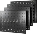 4-Pack Heavy-Duty Metal Pegboard Organizer Kit - 16"x12" Black Steel Wall Control Panels with 8 Hooks for Garage Tools, Craft Rooms, and Home Office Storage by Unknown