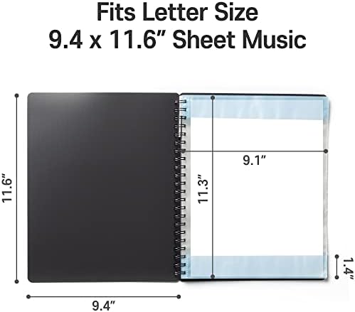 Sheet Music Folder (3 Pack, Black) – 40 Sleeves Display 80 Pages Spiral Binder Organizer for Music Stand – Fits Letter Size 8.5 x 11 Inch – Direct Page Writing with Detachable Name Tag - Image 6
