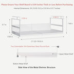 Expandable Under Cabinet Shelf Organizer with 0.94 Inches Thick Clips, Heavy Duty Extendable Under Shelf Storage Basket for Pantry or Laundry Room, White, 1 Pack, Interior: 5.7" H x 8.54" D - Image 3