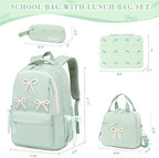 4PCS Bow Backpack for Girls with Leakproof Bento Box - Image 2