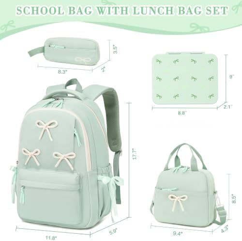 4PCS Bow Backpack for Girls with Leakproof Bento Box - Image 2