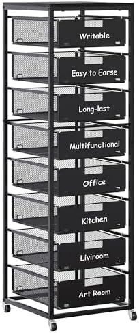 EasyPAG Rolling Storage Cart With 8 Drawers, Metal Craft Organizers And Storage Cart With Wood Tabletop, 30 Lbs Capacity Per Drawer For Home Office Classroom And Dorm, Black by EasyPAG