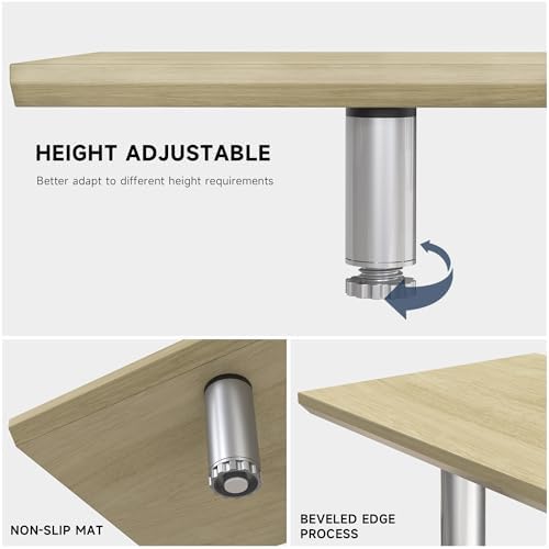 Fenge 39.4” Dual Monitor Stand with Height Adjustable Legs, Oak - Image 4