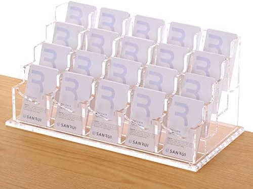 SANRUI Acrylic Business Card Holder for Desk, 20-Slot Vertical Clear by SANRUI