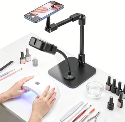 Overhead Phone Stand with Rechargeable Light & Magnetic Holder for Nail Art by Mionondi