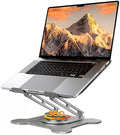 JCZT 360° Rotating Laptop Stand for Desk, Metal Foldable Laptop Riser, Gray by JCZT