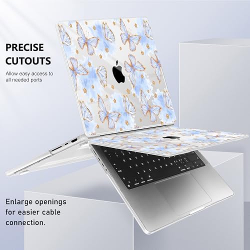 May Chen for 2026 MacBook Pro 14-inch M5 M4 M3 M2 M1 Pro/Max Chip, Release 2026 2025-2021, Model A3427 A3426 A3434 A3112 A3401 A3185, Plastic Hard Shell with Keyboard Cover, Blue Butterfly - Image 6