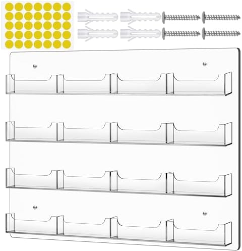 TURSTIN Business Card Holder Wall Mount Clear Sticker Display Marketing Holder Acrylic Business Card Stand Multi Pocket Rack Organizer Space Saver for Home Office (16 Pockets) by TURSTIN