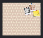 PinPix 15x13 inch Cork Bulletin Board. This Decorative Framed Pin Board Comes with Diamond Pattern in Light Pink and Cream Design and Satin Black. Ideal for Home, Office Decor or School (PinPix-294) by PinPixBulletinBoards
