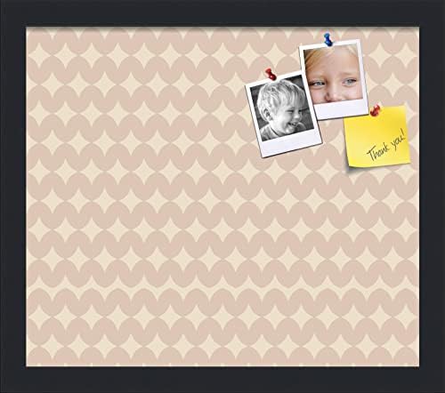 PinPix 15x13 inch Cork Bulletin Board. This Decorative Framed Pin Board Comes with Diamond Pattern in Light Pink and Cream Design and Satin Black. Ideal for Home, Office Decor or School (PinPix-294) by PinPixBulletinBoards