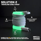 CordBrick 4PK Glowing Silicone + Steel Weighted Cable Holders for Nighstands, Cord Wraps for Travel, Unique iPhone Accessories. Small Graduation Gift for High Schoolers. Gadget for Teens. Yellow Glow - Image 3