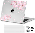 for New MacBook Air 13 inch Case 2026 M5 2025 M4 2024 M3 Chip– Aesthetic Lightweight Floral Design Clear Hard Shell 6-in-1 Bundle with TPU Keyboard Cover & 2X OTG Adapters, Cherry Blossoms by Loyrina