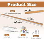LILXIU 5 PCS Aluminum Trim Cork Board Strips for Walls 45.66 * 1.18 Inch Cork Strips Bulletin Bar Strip with Accessories Bulletin Board Strip for Home Office Classroom Decor - Image 2