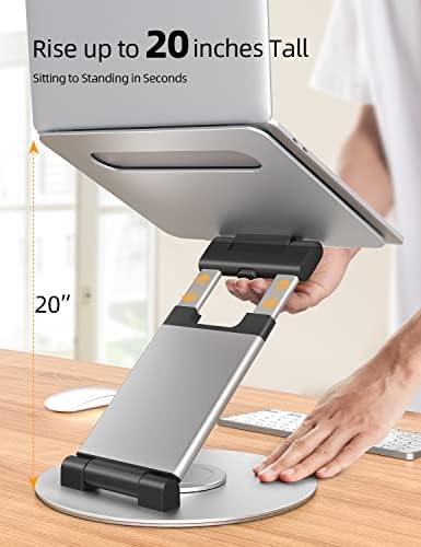 Nulaxy 18" Height Telescopic 360 Rotating Aluminum Laptop Stand Desk Silver - Image 3