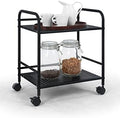 SunnyPoint 2-Tier Metal Rolling Utility Cart – Mobile Storage Shelf with Caster Wheels – Small Space Organizer for Home, Office, Bedroom, Kitchen (BLK) by SunnyPoint