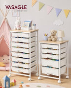 VASAGLE Rolling Cart with Drawers,5 Drawers Storage Cart, White - Image 2