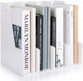LALOBLUE White Vertical File Organizer, 4 Section Magazine Holder for Desk, Desktop File Folder Rack for Books, Magazines, Documents and Notebooks, Office Home School by Laloblue