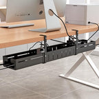 Under Desk Cable Management Tray, Expandable Length 25.2"-38.6",No Drill No Damage to Desk,Cable Tray with Clamp for with Wire Management,for Cord Organizer for Home Office Standing Desk, Black by Babosas