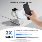 Acer 3 in 1 Charging Station for iPhone, Wireless Charger Stand,15W Fast MagSafe Charger for iPhone 17 16 15 14 13 12 Series-Apple Watch 11 10 9 8 7 6 5 4 3 2 SE and Ultra Series-Airpods 4 3 2 Pro - Image 2
