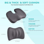 FLORICH Car Seat Cushion and Back Support for Office Chair Memory Foam Chair Cushions Pressure Relief Seat Pads with Gel Massage Point Lumbar Support Relief Sciatica & Tailbone (Light Grey) - Image 2