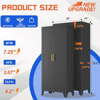 GAIOUS 75'' Tall Metal Garage Storage Cabinet, File Cabinet with 2 Doors and 5 Adjustable Shelves, Black Outdoor Steel Tool Cabinets for Home Office,Warehouse,Garage - Image 2